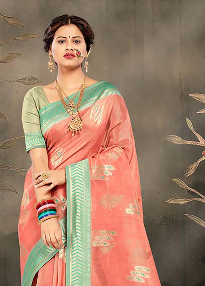 Pink Cotton Saree With Blouse Piece - Indian Silk House Agencies