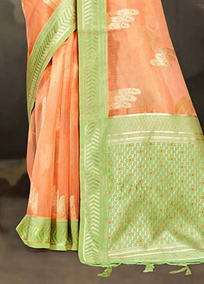 Orange Cotton Saree With Blouse Piece - Indian Silk House Agencies