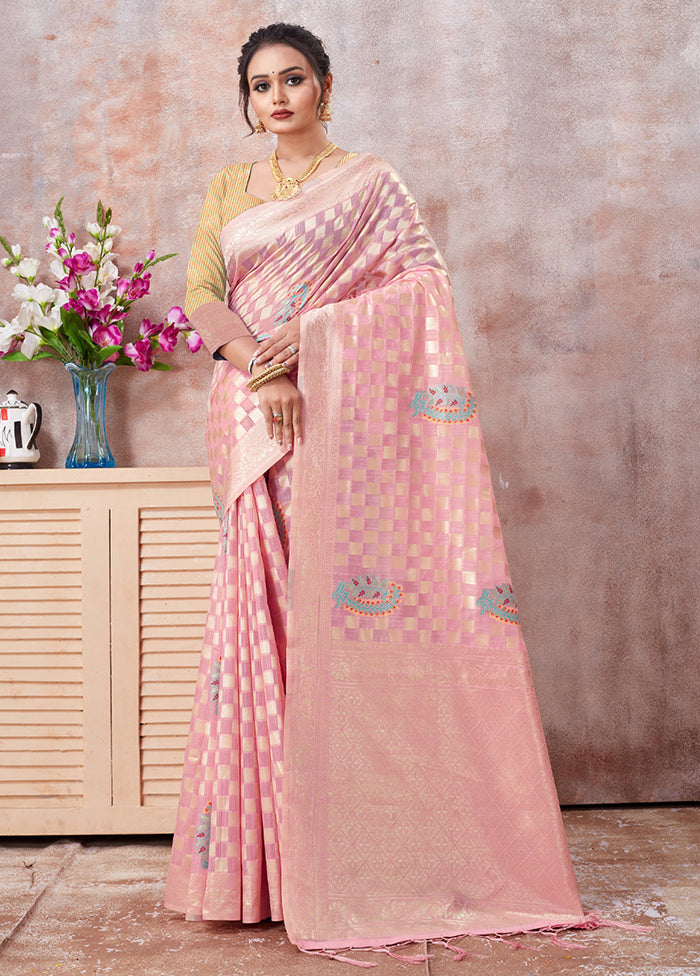 Pink Kota Cotton Saree With Blouse Piece - Indian Silk House Agencies