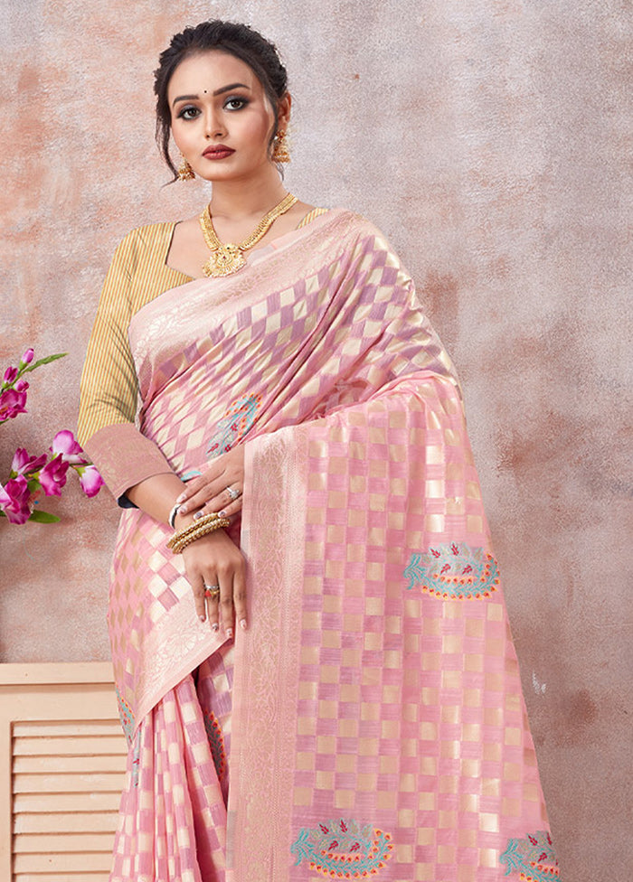 Pink Kota Cotton Saree With Blouse Piece - Indian Silk House Agencies