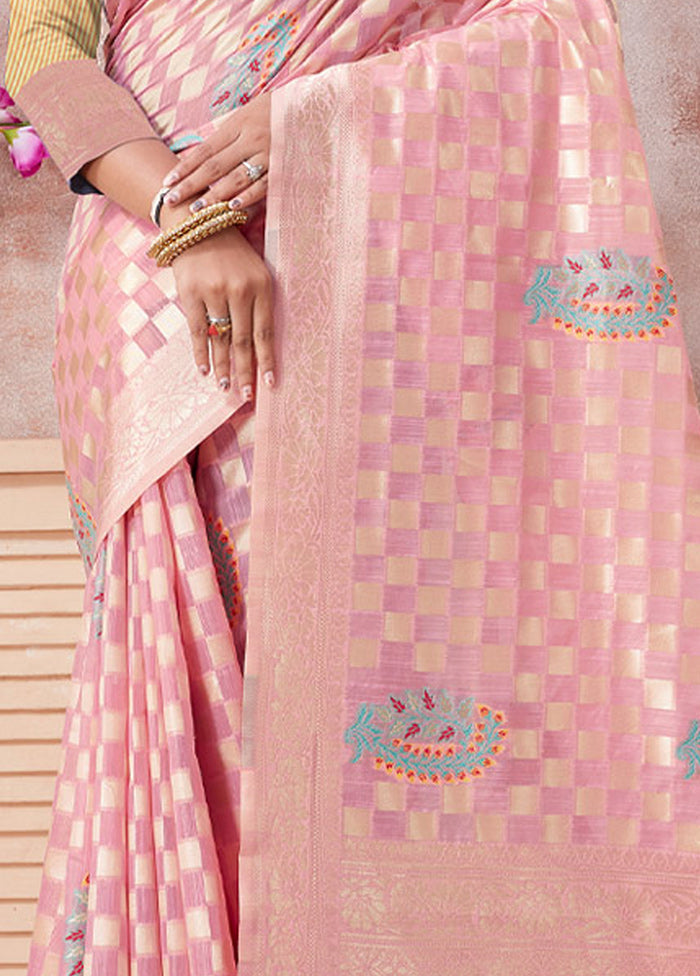 Pink Kota Cotton Saree With Blouse Piece - Indian Silk House Agencies