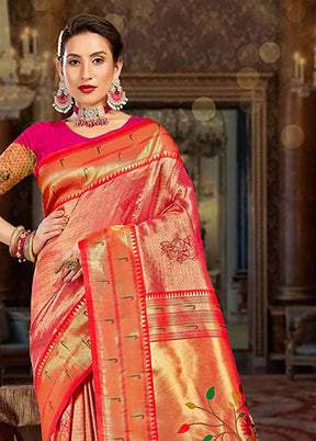 Pink Spun Silk Saree With Blouse Piece - Indian Silk House Agencies