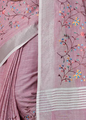 Purple Linen Silk Saree With Blouse Piece - Indian Silk House Agencies