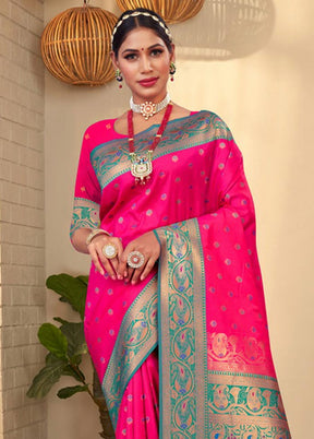 Magenta Spun Silk Saree With Blouse Piece - Indian Silk House Agencies