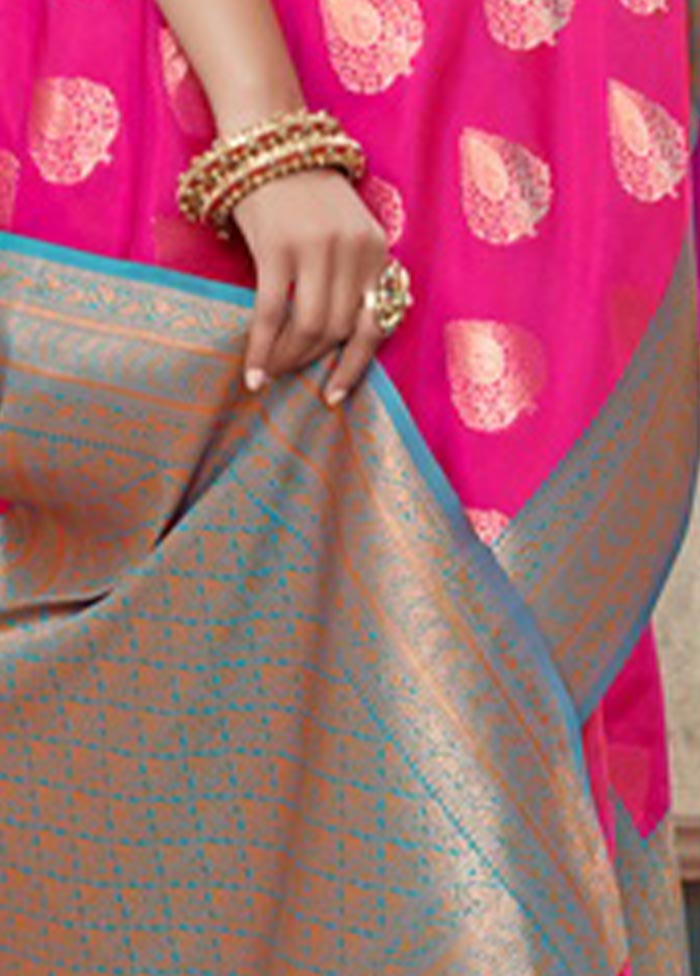 Magenta Spun Silk Saree With Blouse Piece - Indian Silk House Agencies