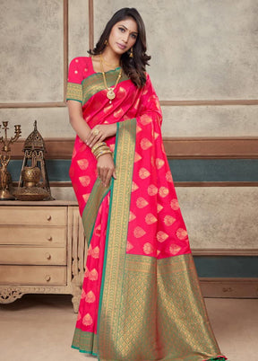 Magenta Spun Silk Saree With Blouse Piece - Indian Silk House Agencies