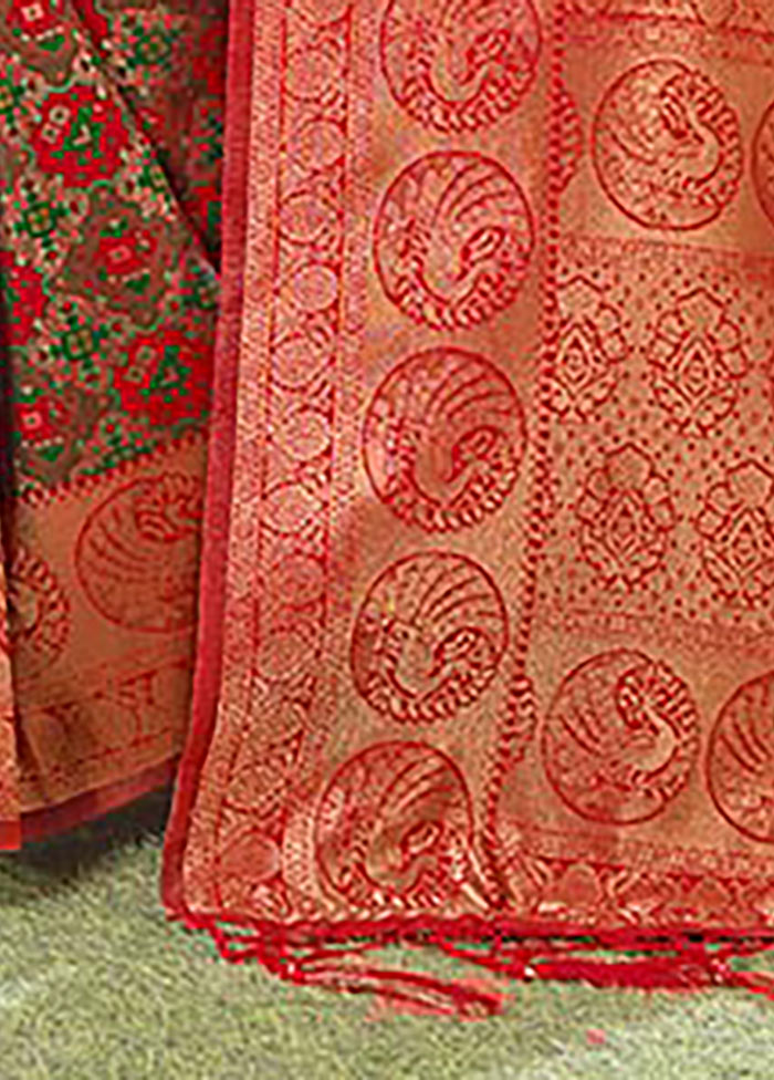 Green Spun Silk Saree With Blouse Piece - Indian Silk House Agencies