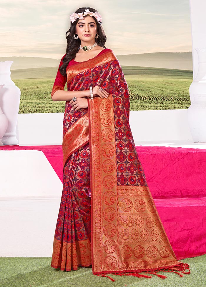 Pink Spun Silk Saree With Blouse Piece - Indian Silk House Agencies