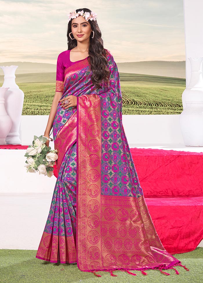 Purple Spun Silk Saree With Blouse Piece - Indian Silk House Agencies