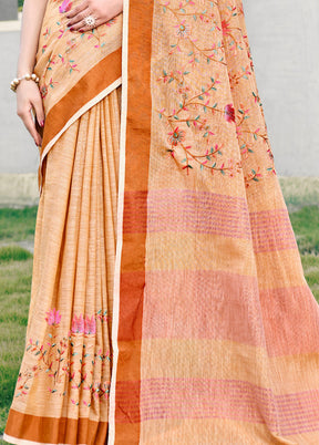 Peach Silk Saree With Blouse Piece - Indian Silk House Agencies