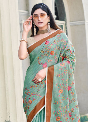 Rama Green Silk Saree With Blouse Piece - Indian Silk House Agencies