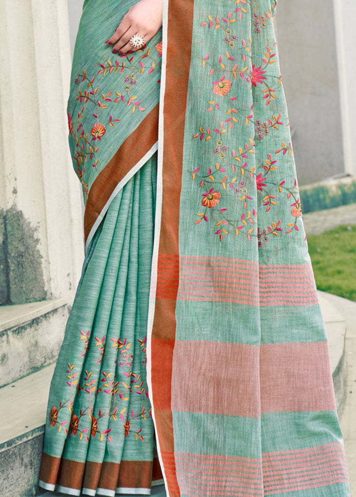 Rama Green Silk Saree With Blouse Piece - Indian Silk House Agencies