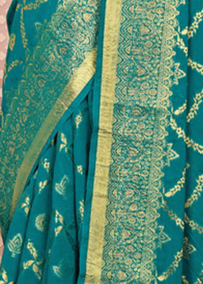 Turquoise Spun Silk Saree With Blouse Piece - Indian Silk House Agencies