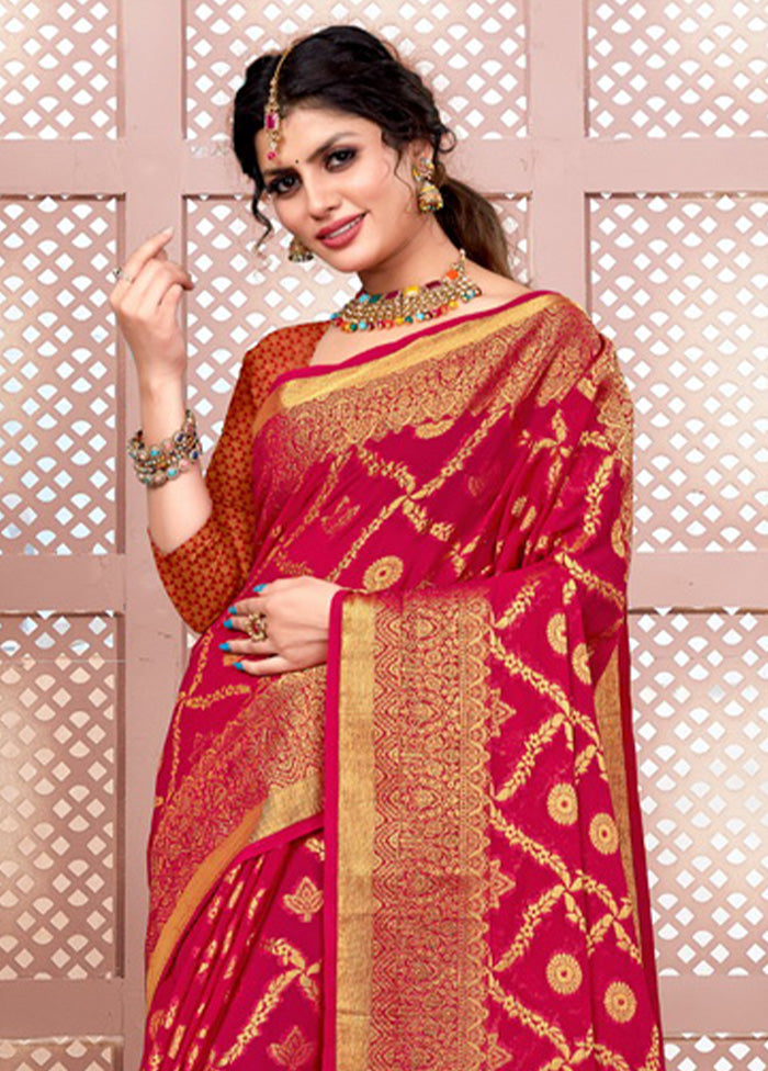 Magenta Spun Silk Saree With Blouse Piece - Indian Silk House Agencies