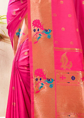 Pink Paithani Silk Saree With Blouse Piece - Indian Silk House Agencies