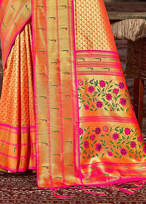 Orange Spun Silk Saree With Blouse Piece - Indian Silk House Agencies