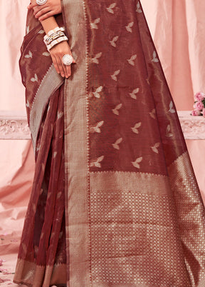 Maroon Cotton Saree With Blouse Piece - Indian Silk House Agencies