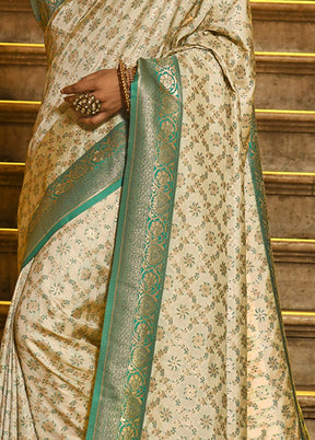 Cream Spun Silk Saree With Blouse Piece - Indian Silk House Agencies