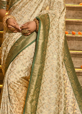 Cream Spun Silk Saree With Blouse Piece - Indian Silk House Agencies