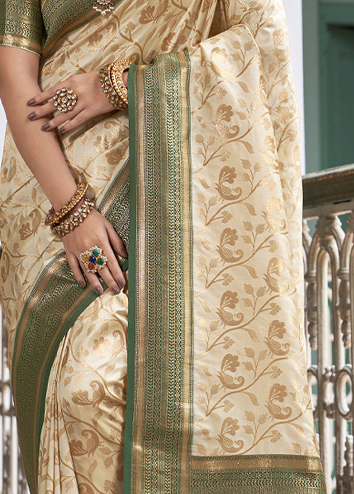 Cream Spun Silk Saree With Blouse Piece - Indian Silk House Agencies