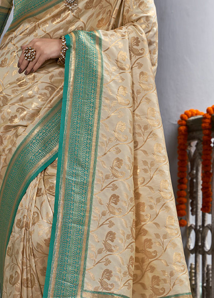 Cream Spun Silk Saree With Blouse Piece - Indian Silk House Agencies