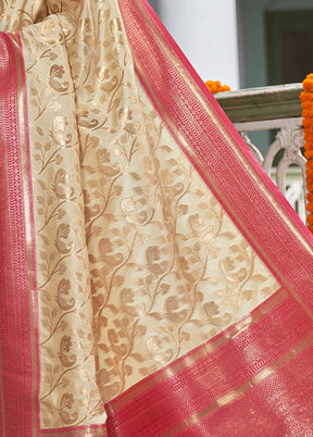 Cream Spun Silk Saree With Blouse Piece - Indian Silk House Agencies