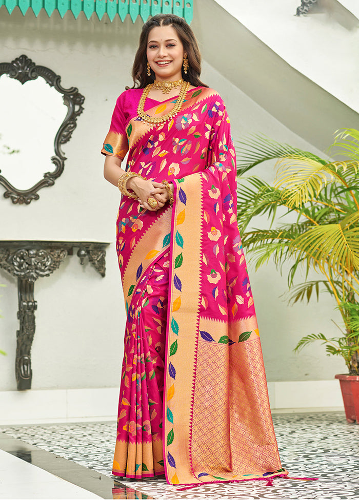 Pink Spun Silk Saree With Blouse Piece - Indian Silk House Agencies