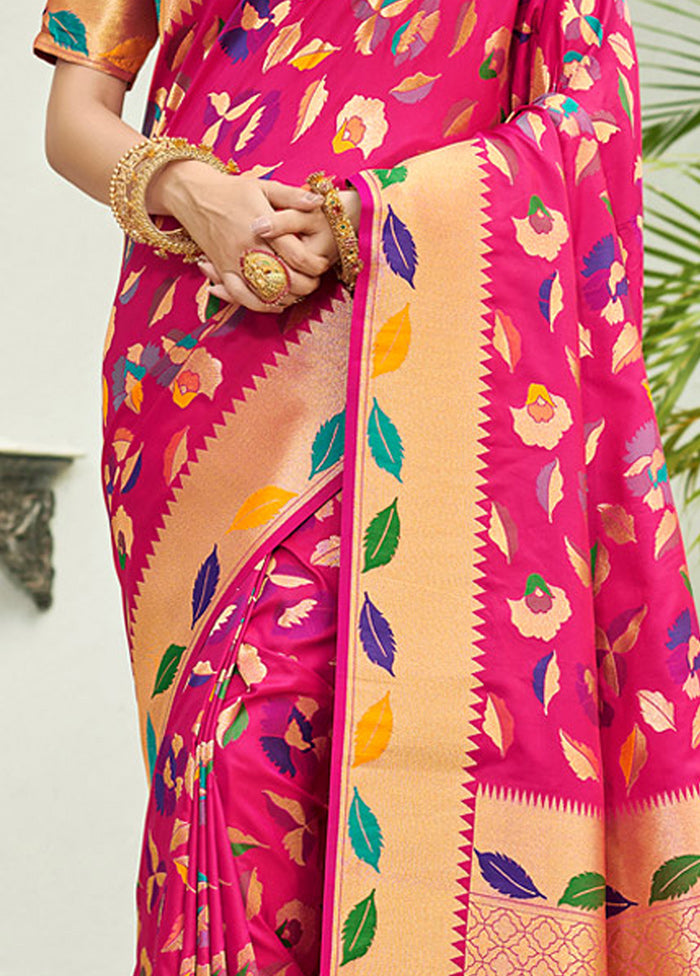 Pink Spun Silk Saree With Blouse Piece - Indian Silk House Agencies