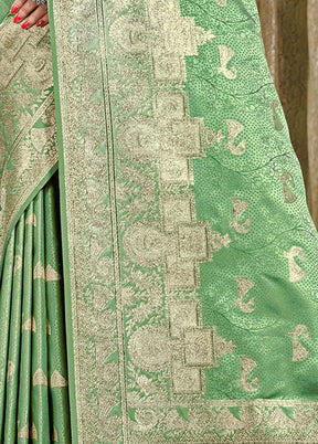 Light Green Spun Silk Saree With Blouse Piece - Indian Silk House Agencies