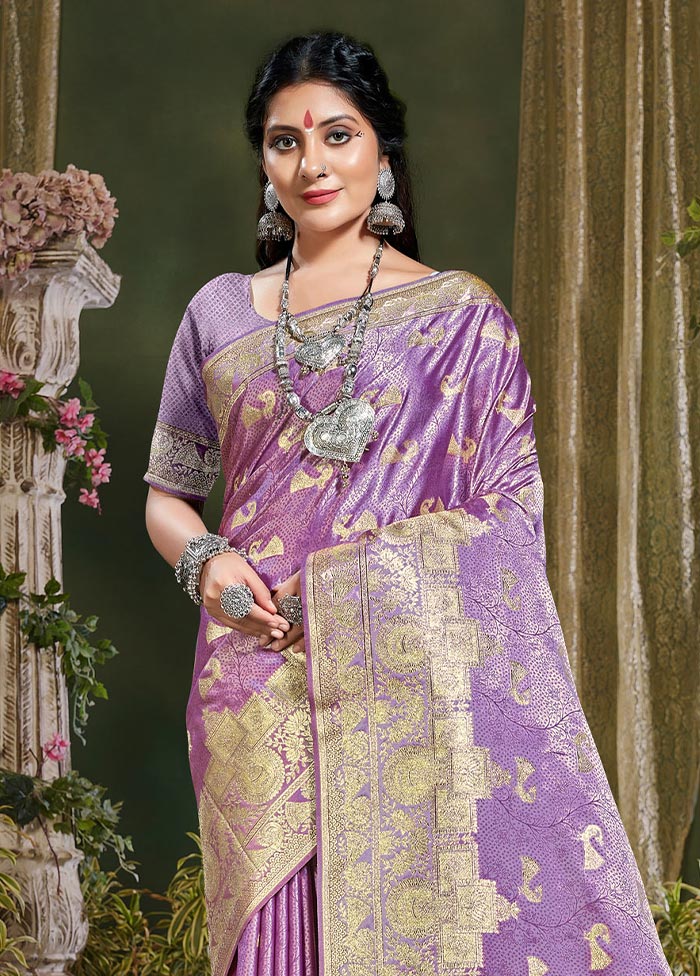 Purple Spun Silk Saree With Blouse Piece - Indian Silk House Agencies