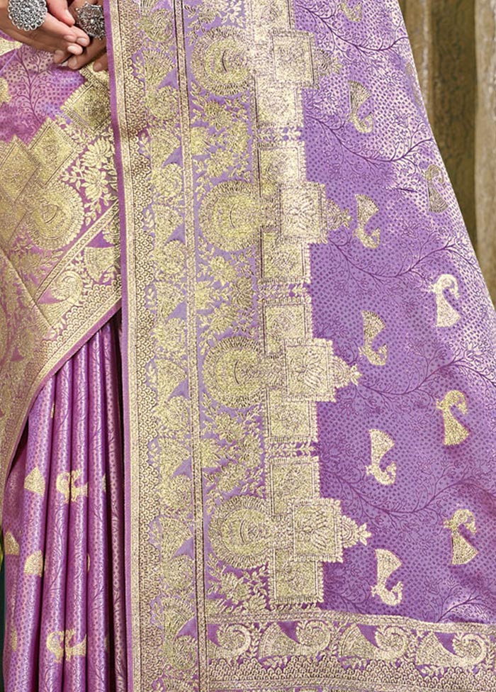 Purple Spun Silk Saree With Blouse Piece - Indian Silk House Agencies