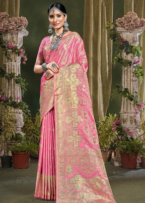 Pink Spun Silk Saree With Blouse Piece - Indian Silk House Agencies