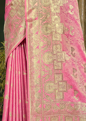 Pink Spun Silk Saree With Blouse Piece - Indian Silk House Agencies