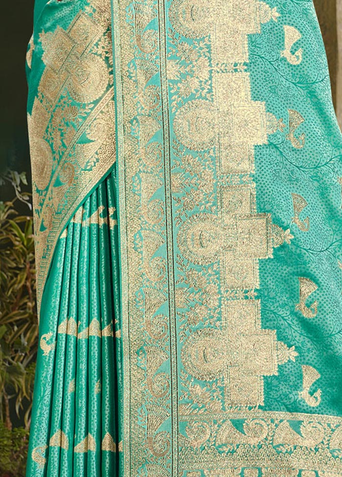 Sea Green Spun Silk Saree With Blouse Piece - Indian Silk House Agencies