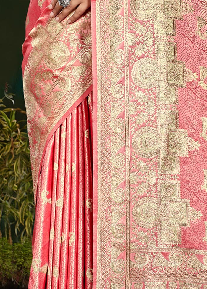 Peach Spun Silk Saree With Blouse Piece - Indian Silk House Agencies