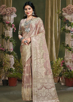 Light Pink Spun Silk Saree With Blouse Piece - Indian Silk House Agencies