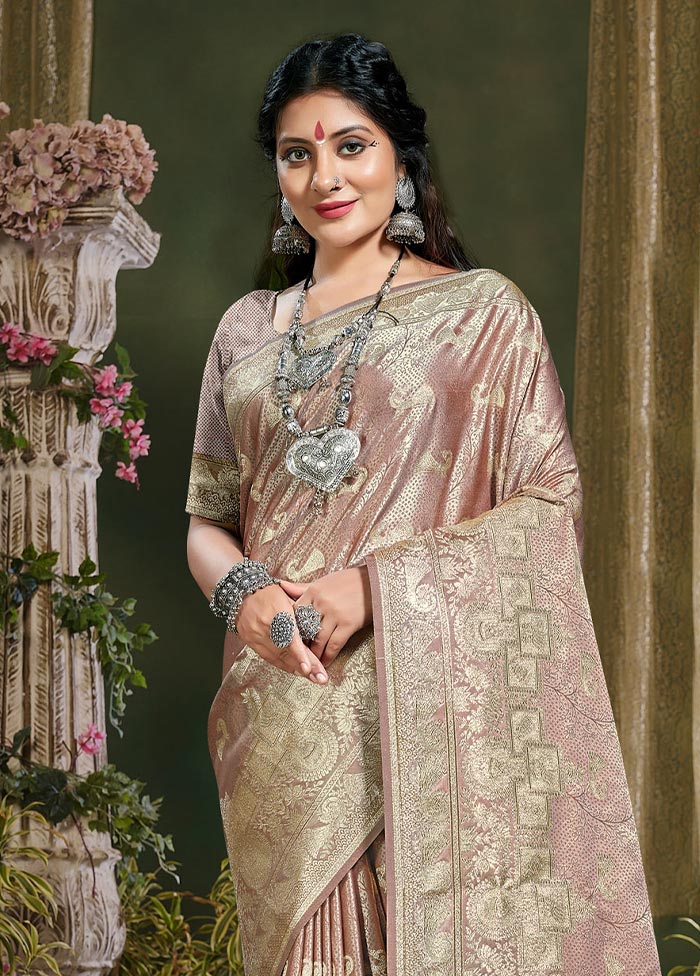 Light Pink Spun Silk Saree With Blouse Piece - Indian Silk House Agencies