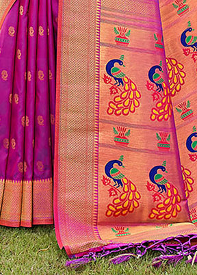 Purple Spun Silk Saree With Blouse Piece - Indian Silk House Agencies