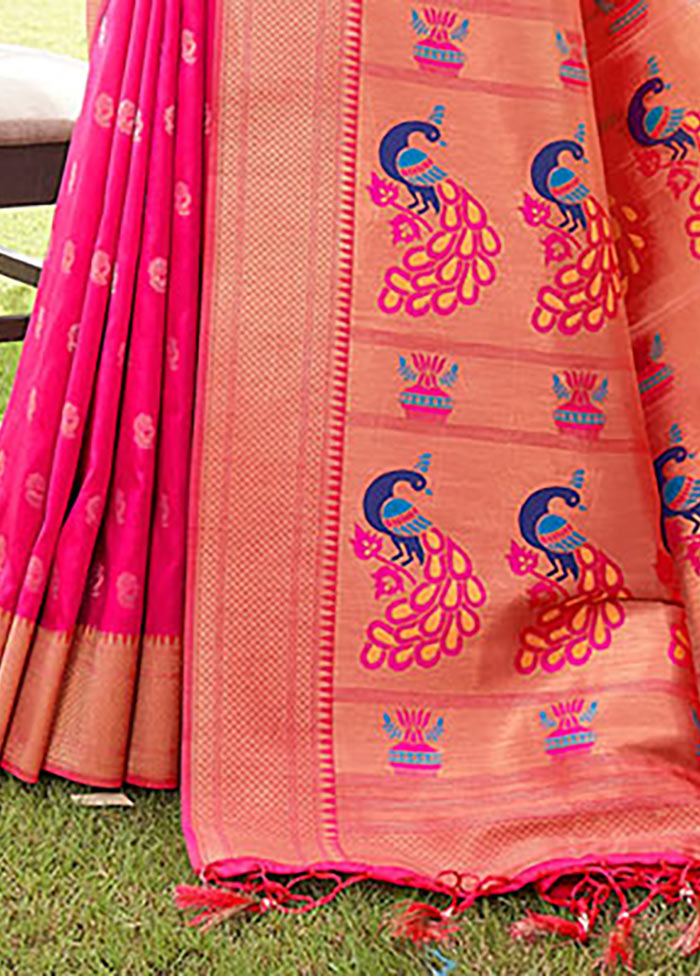 Pink Spun Silk Saree With Blouse Piece - Indian Silk House Agencies