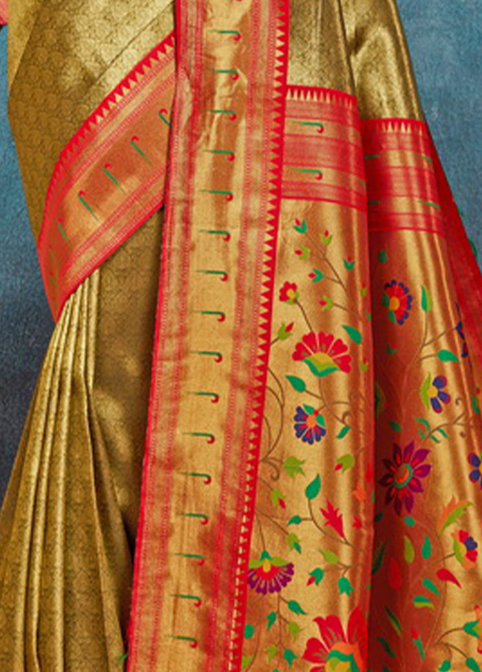 Green Paithani Silk Saree With Blouse Piece - Indian Silk House Agencies