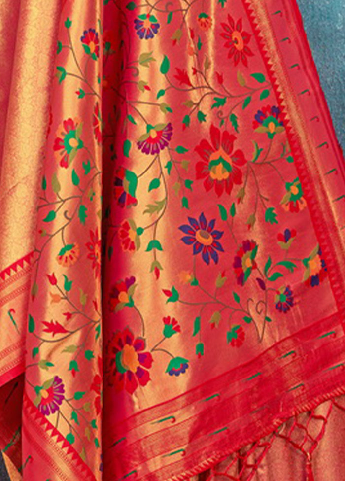 Pink Paithani Silk Saree With Blouse Piece - Indian Silk House Agencies