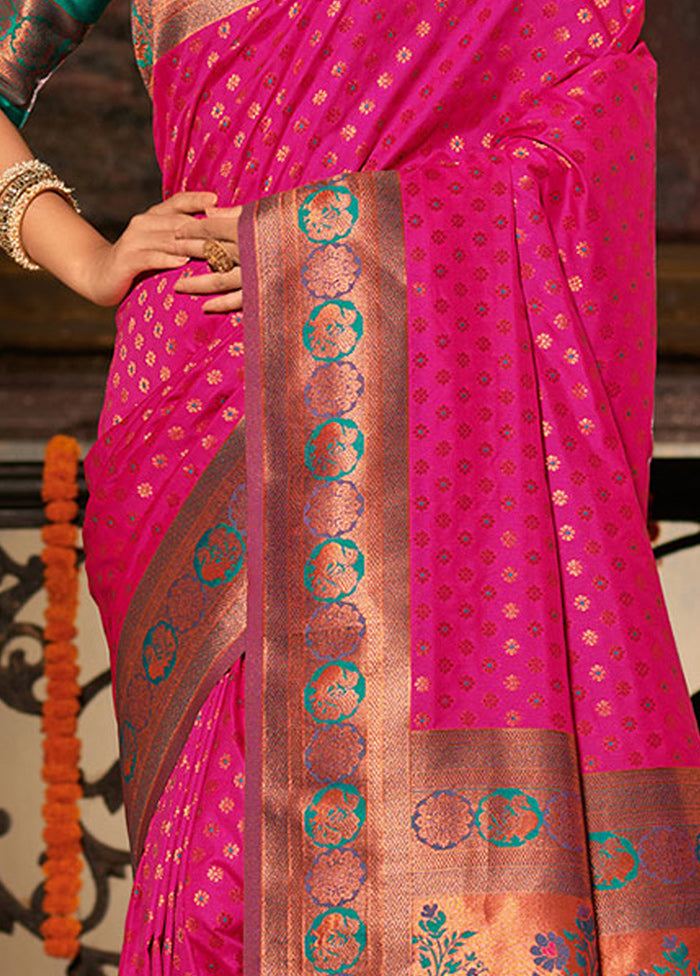 Magenta Spun Silk Saree With Blouse Piece - Indian Silk House Agencies