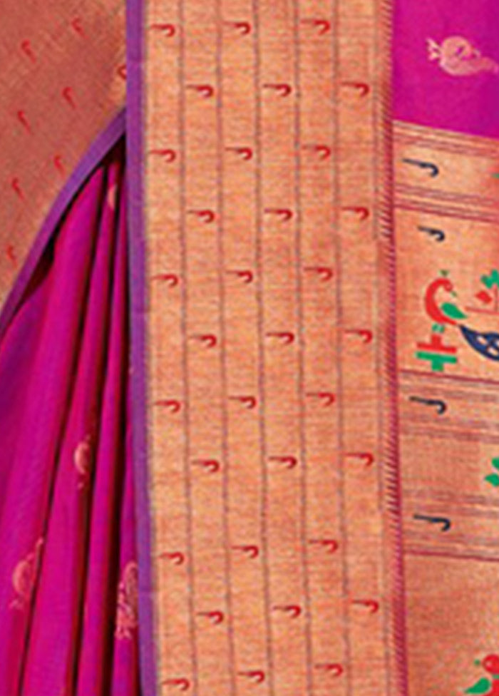 Magenta Spun Silk Saree With Blouse Piece - Indian Silk House Agencies