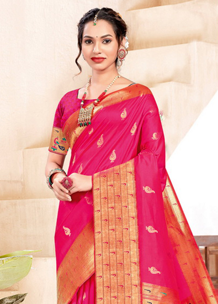 Pink Spun Silk Saree With Blouse Piece - Indian Silk House Agencies