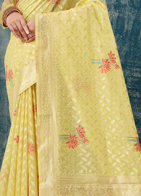 Yellow Kota Cotton Saree With Blouse Piece - Indian Silk House Agencies