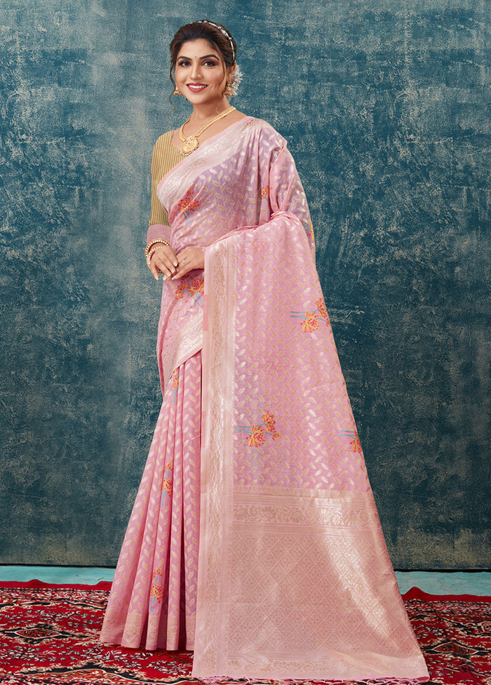 Pink Kota Cotton Saree With Blouse Piece - Indian Silk House Agencies