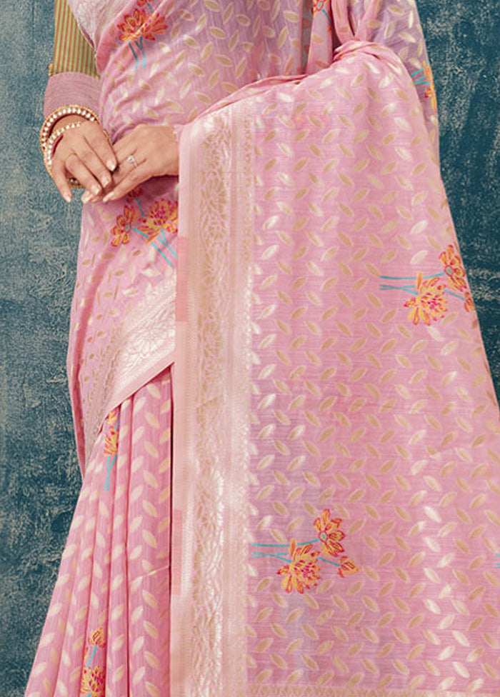 Pink Kota Cotton Saree With Blouse Piece - Indian Silk House Agencies