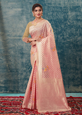 Peach Kota Cotton Saree With Blouse Piece - Indian Silk House Agencies