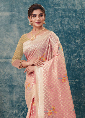 Peach Kota Cotton Saree With Blouse Piece - Indian Silk House Agencies