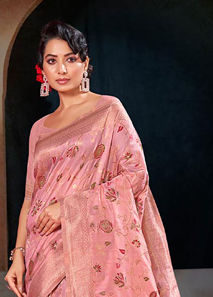 Pink Spun Silk Saree With Blouse Piece - Indian Silk House Agencies